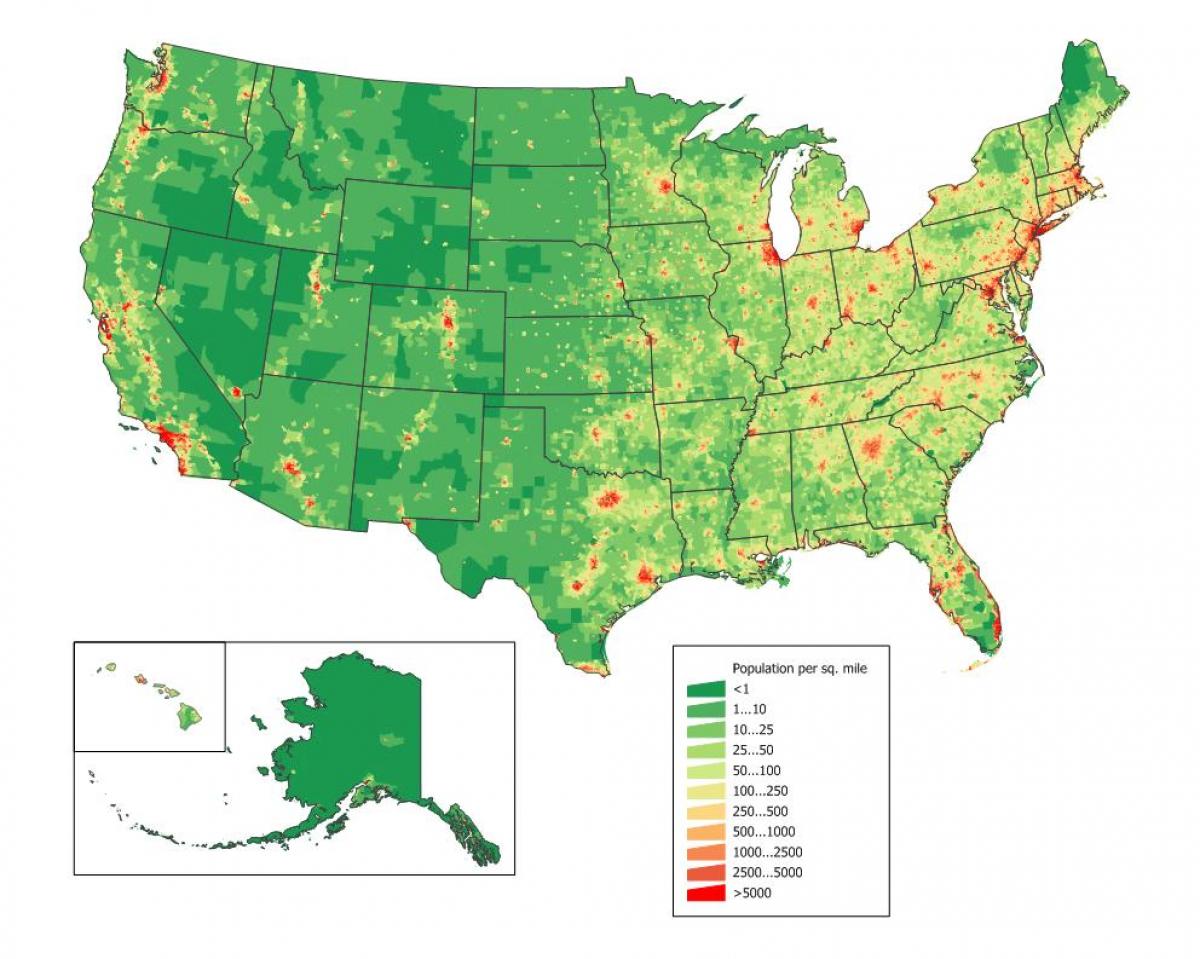 Mapa de densidade dos EUA